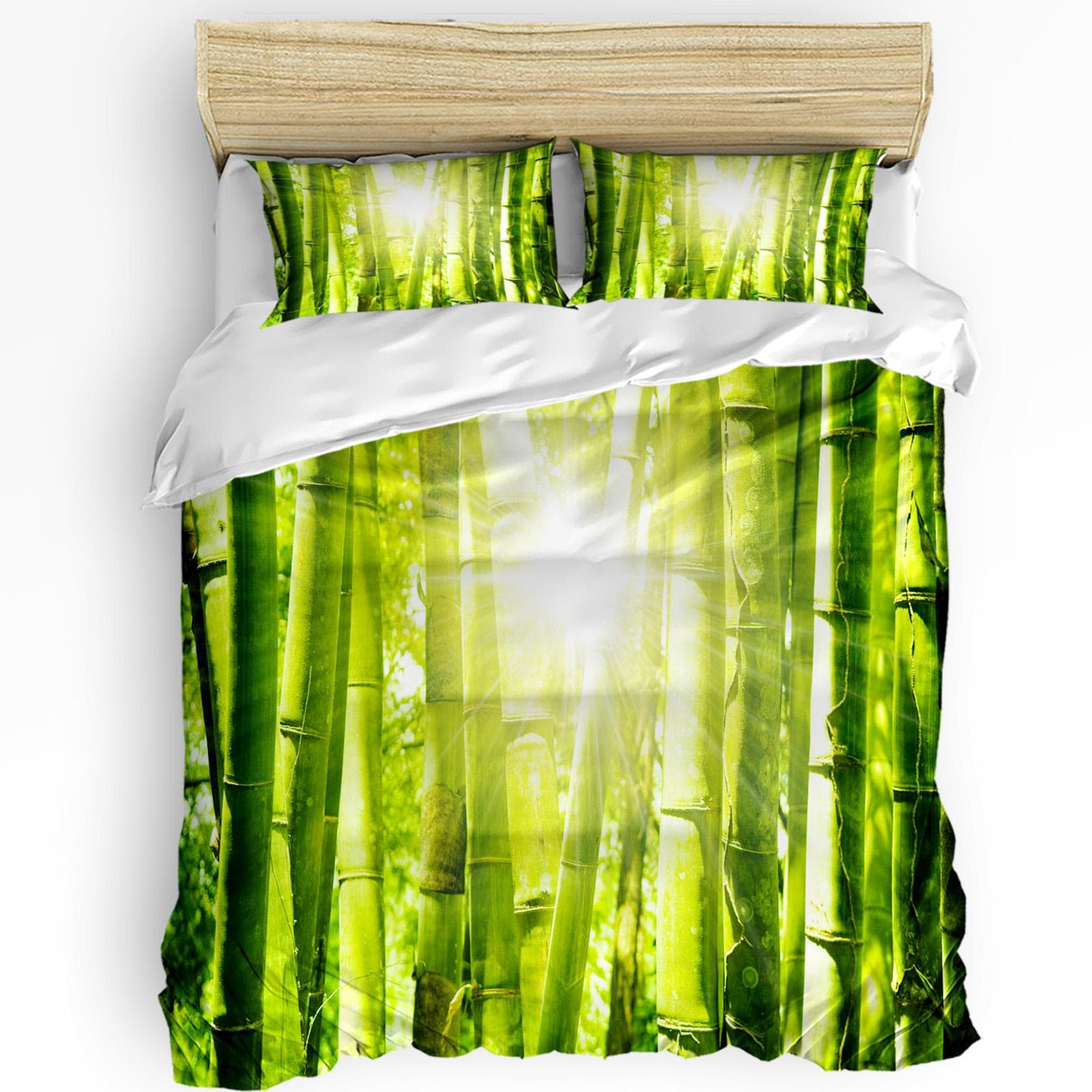 Bamboo Retro Shabby Plant Duvet Cover Bed Bedding Set Double Home Textile Quilt Cover Pillowcases Bedroom Bedding Set No Sheet EU single(135x200cm)
