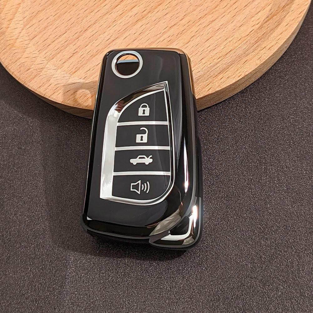 Soft TPU Key Fob Cover, Fit For Car Key Fob, Smart Remote Key Case For Fortuner/Tundra/Camry/RAV4/Handa/Corolla, Car Accessories, Men/Women Gift black