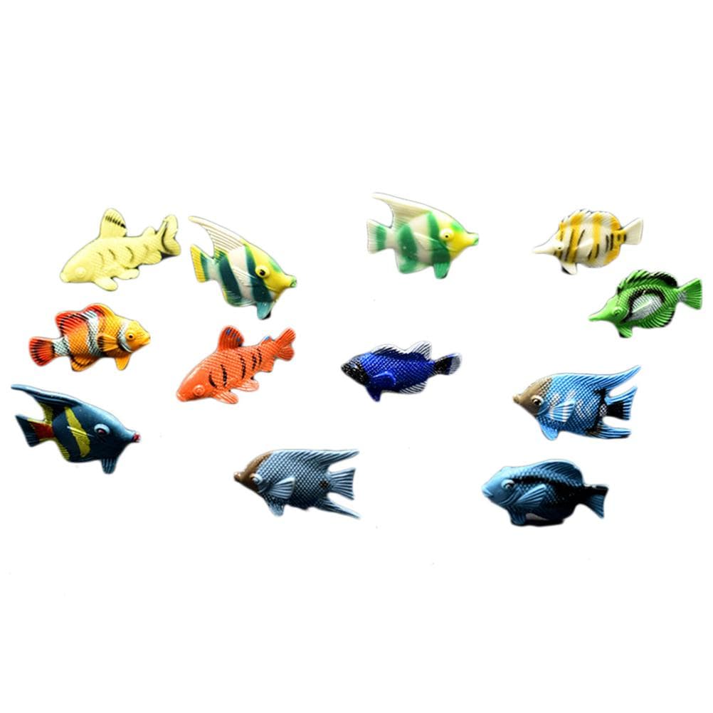 12 pcs Mini Tropical Ocean Fish Pet Figures Toy PVC Pool Fish Toy Early Education Mini Marine Fish