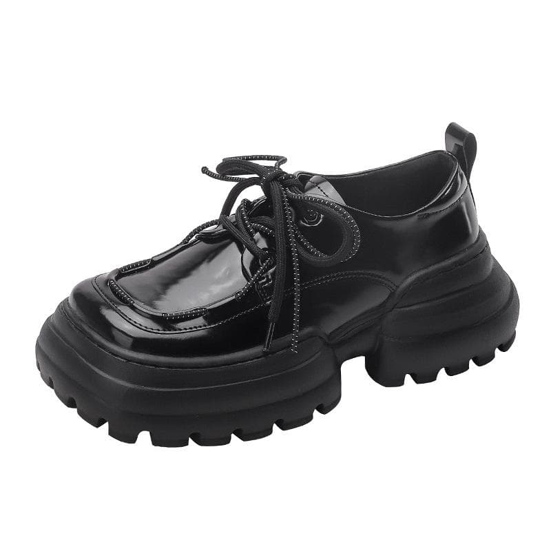 Sponge Cake Thick-soled Casual Shoes Women's New Niche Design Retro Single Shoes Big-toed Shoes Increase Small Leather Shoes 40