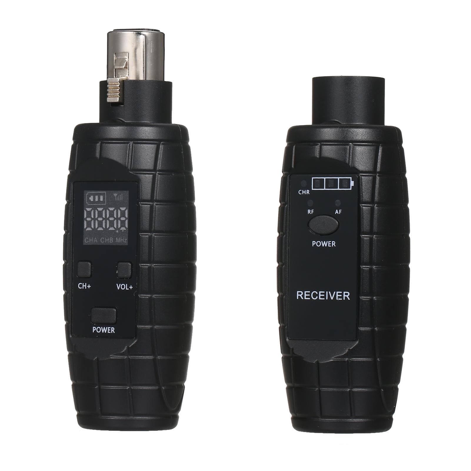 UHF Professional Wired to Wireless Microphone Converter Micphone Transmitter & Receiver 571~598MHz black
