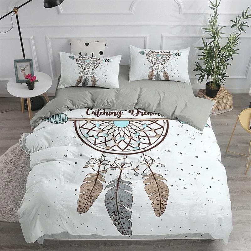Dream Catcher Bedding Set Elegant Bohemian Duvet Cover Queen Twin Full Ethnic Quilt Cover Single Double King Comforter Bed Cover 200X200cm-3pcs