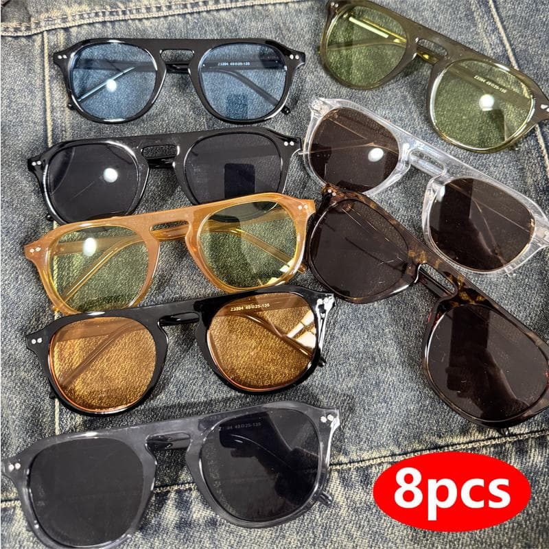 1/8pcs Oval Sunglasses Men Women Vintage Designer Punk Rivet Eyewear Unisex Sun Glasses Trendy Accessories