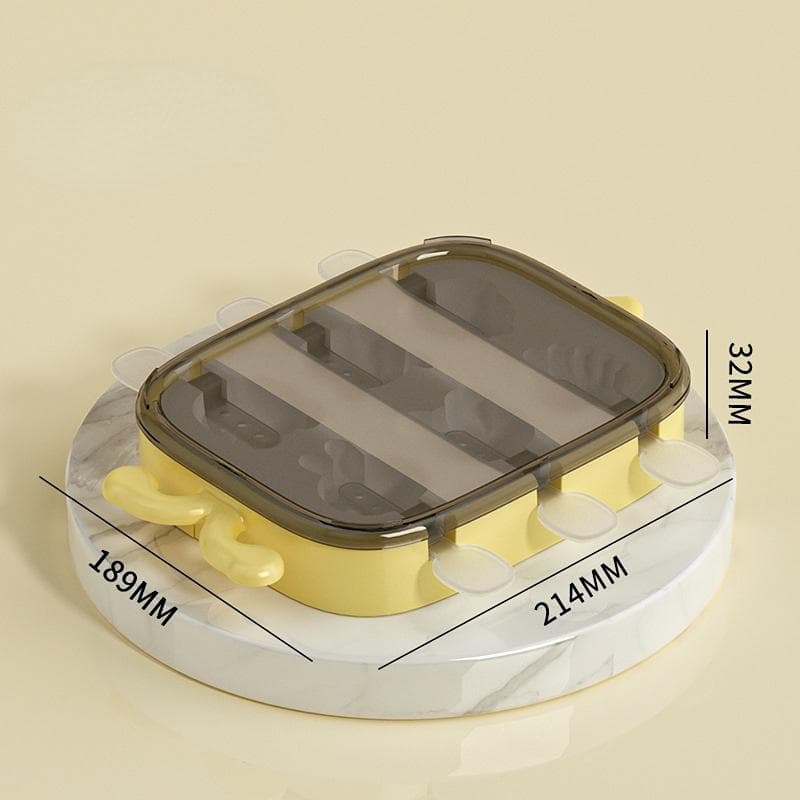 Cartoon Ice Cream Mold Food Grade Household Ice Lolly Popsicle Ice Cream Mold Silicone DIY Stick Box Ice Mold yellow