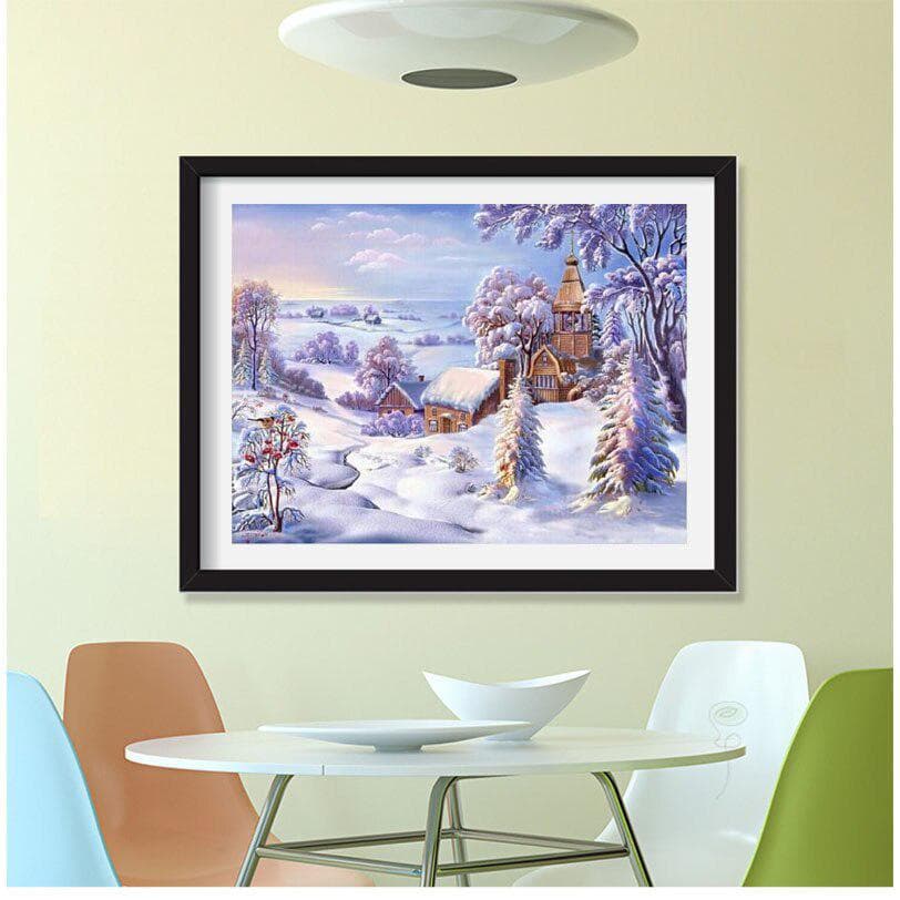 Modern Winter Snow Scenery Picture Design Diamond Painting Full Drill As Gift Diamond Embroidery 20X30CM