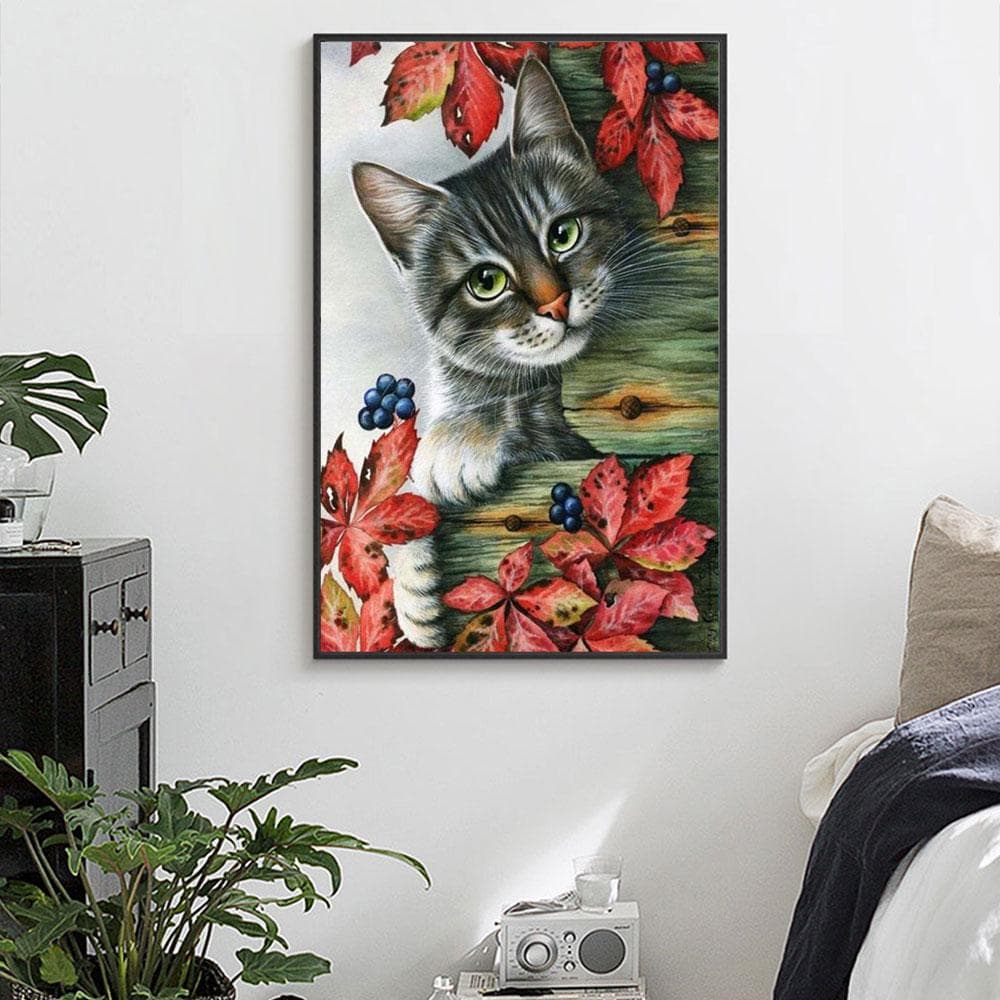 Cross Stitch Embroidery Kits Lazy Lovely Cat Cotton Thread Painting DIY Needlework 20X30