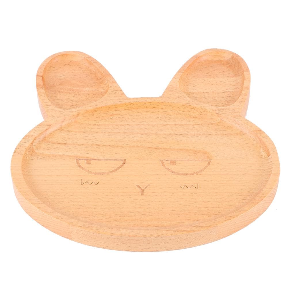 Wooden Food Tray Dish Plate Bowl with Compartment for Baby Children Breakfast Serving Platter Snack