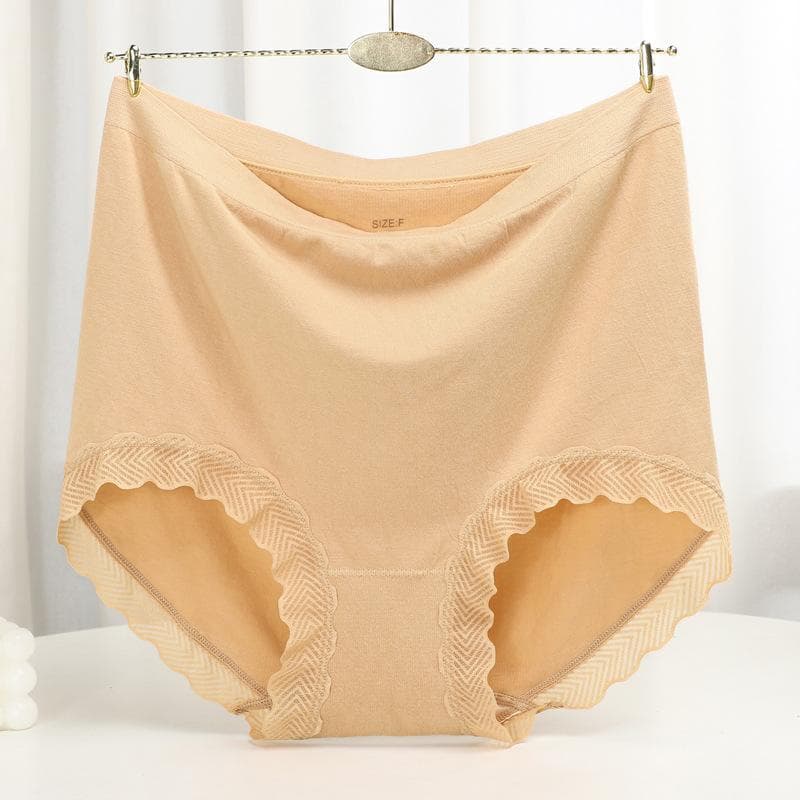 Seamless Panties High waist Women's briefs for weight 100kg large size underpants Solid color boyshorts onesize khaki