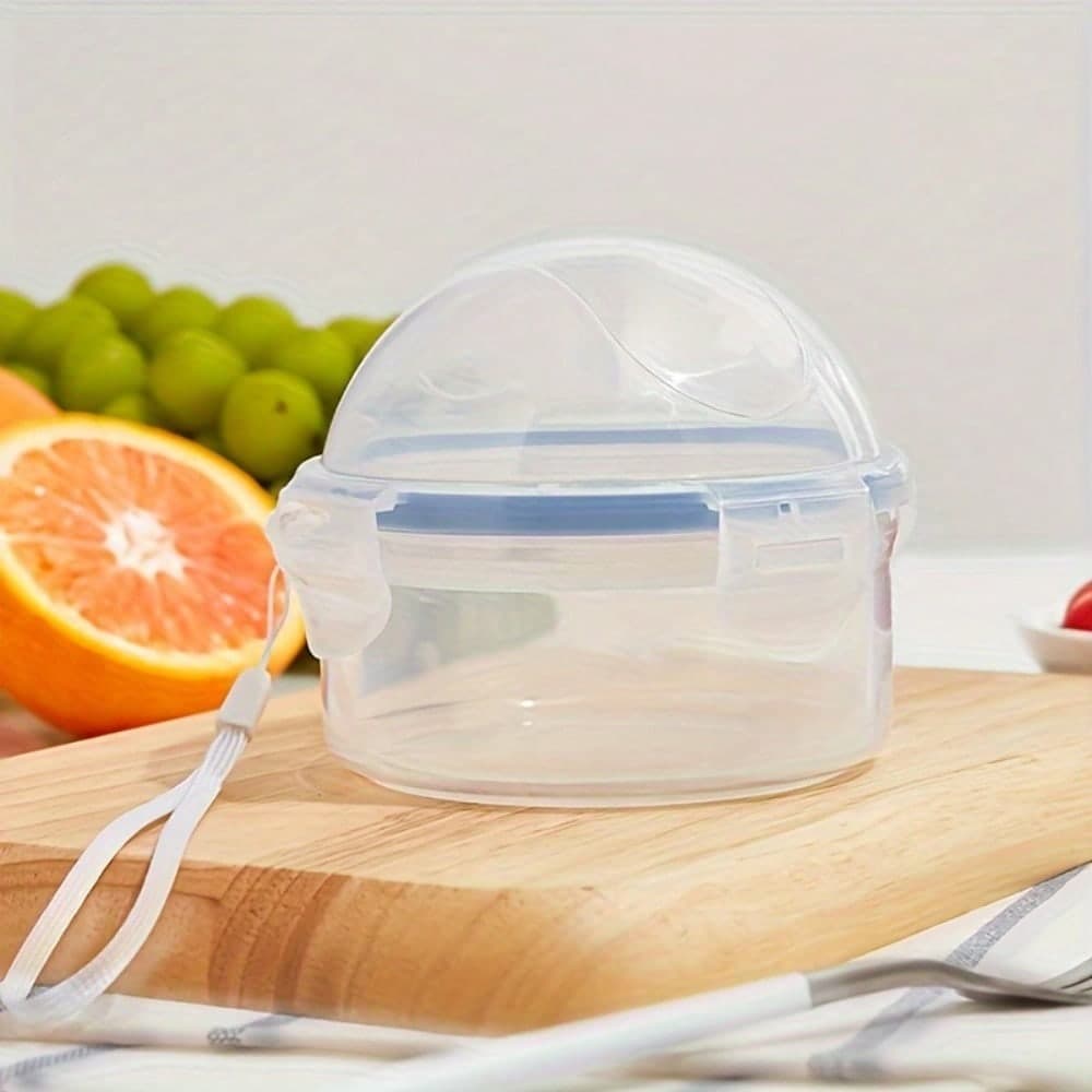 1pc Microwave Safe Food-Grade Round Storage Container with Flip-Top Lid | Reusable Plastic Box for Fruits, Vegetables, and Meals 1PC transparent