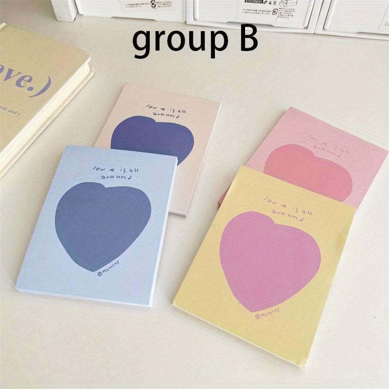 4sets/200sheets Love Letter Macaron Color Notepad, Non-adhesive Notepad, Student Notepad, Note Pad, Ledger Decoration Material A