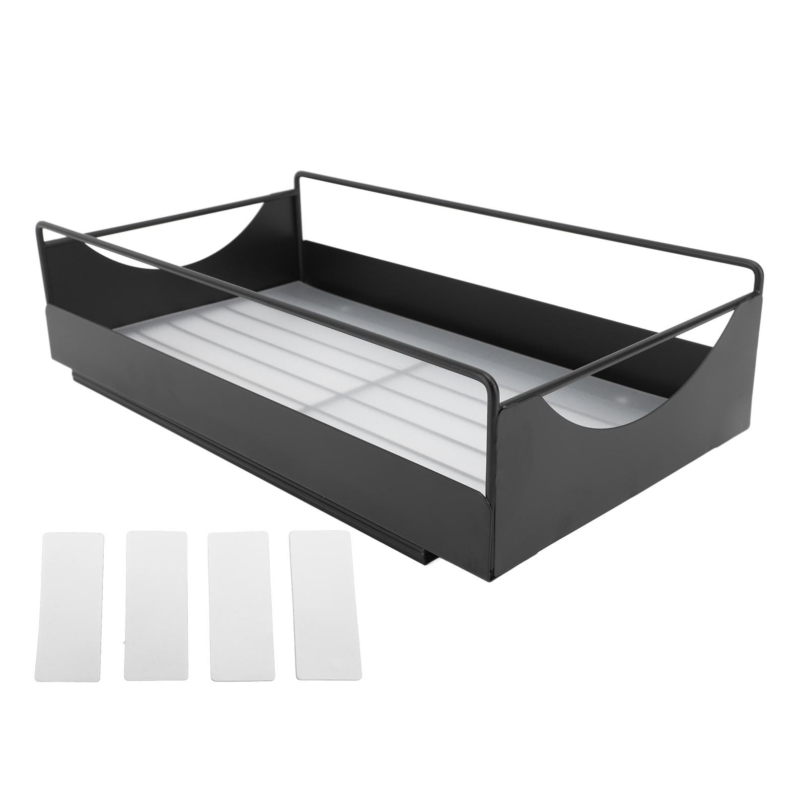 Pull Out Cabinet Organizer Carbon Steel Smooth Sliding Silent Slide Out Pantry Shelves for Bathroom black