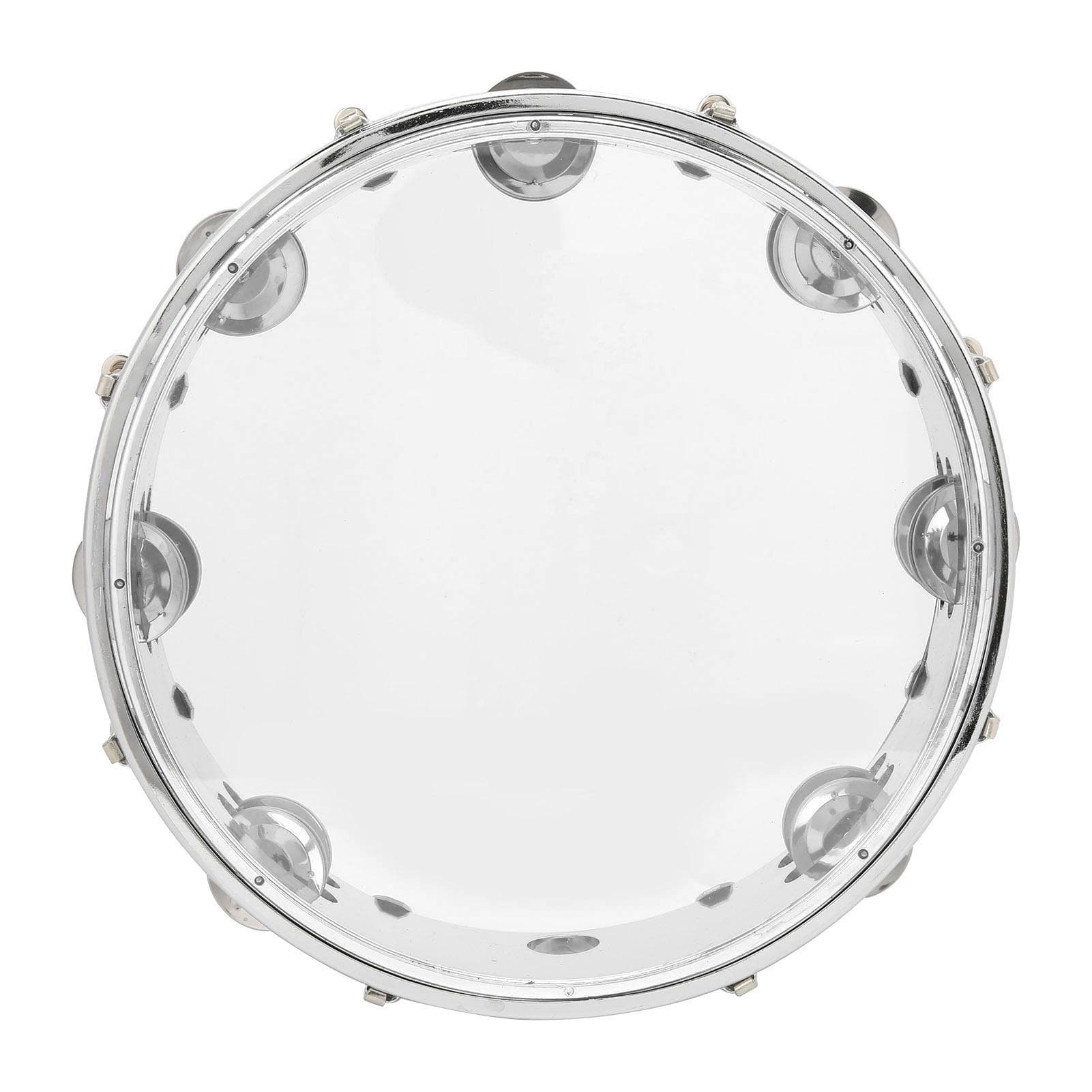 MBAT Tambourine Adjustable Double Row 10in Percussion Jingles Instrument for PartyTransparent transparent