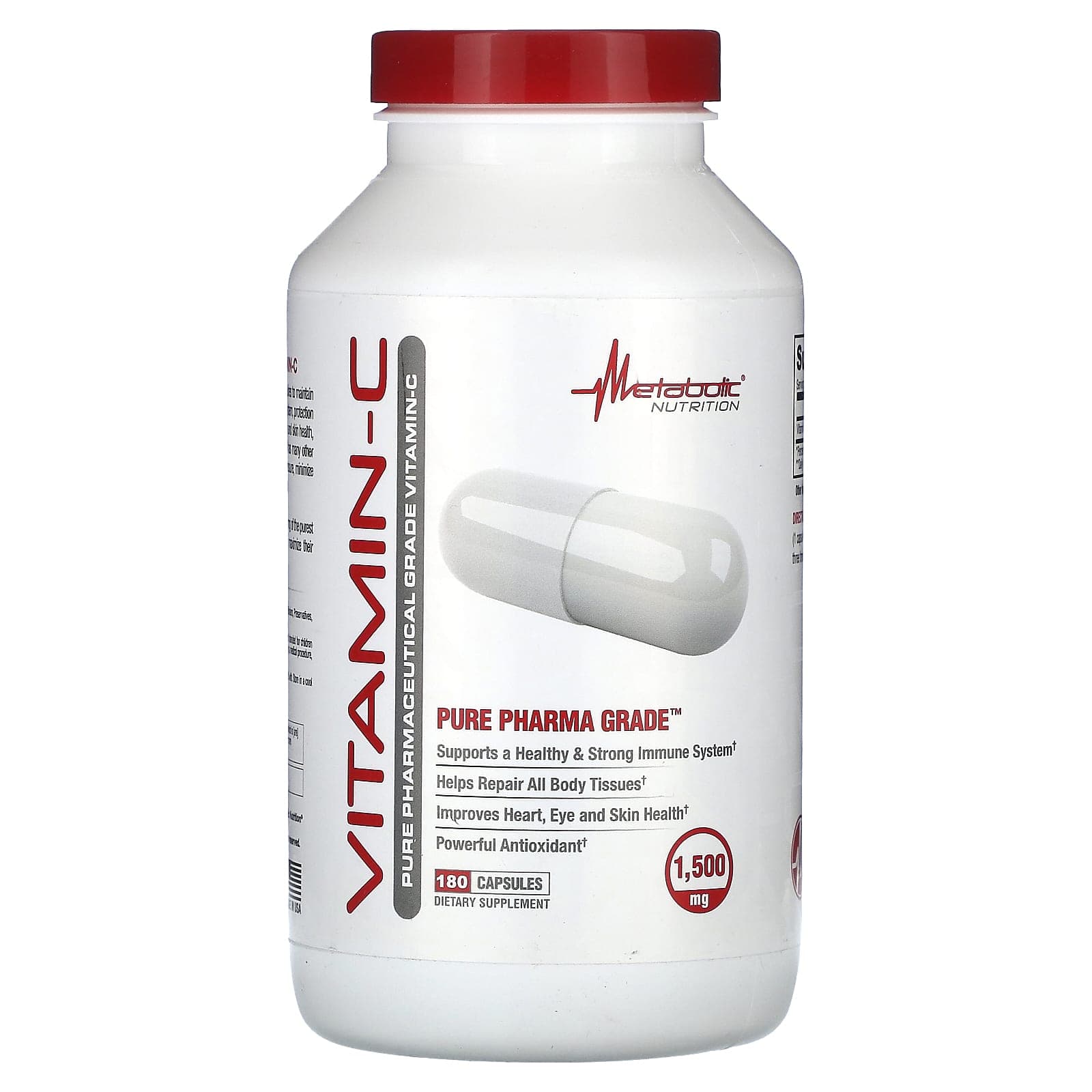 Metabolic Nutrition, Vitamin-C, 1,500 mg, 180 capsules (750 mg per capsule)