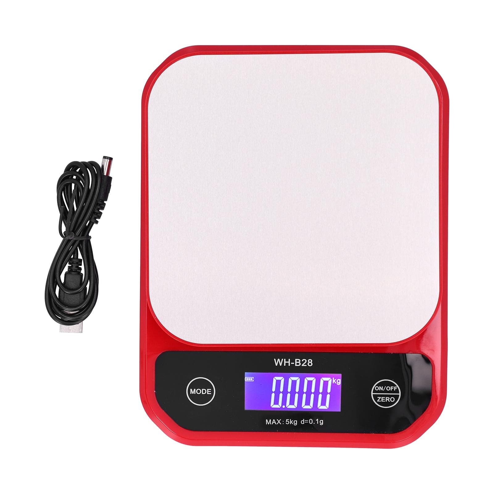 USB Charging Scale Waterproof Kitchen Baking Food Scale Electric Weight Measuring BalanceRed red