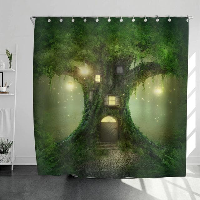 Rural Landscape Creek Stone Lotus Buddha Shower Curtain Bathroom Curtain Fabric Waterproof Polyester Bathroom Curtain with Hooks 150*180cm
