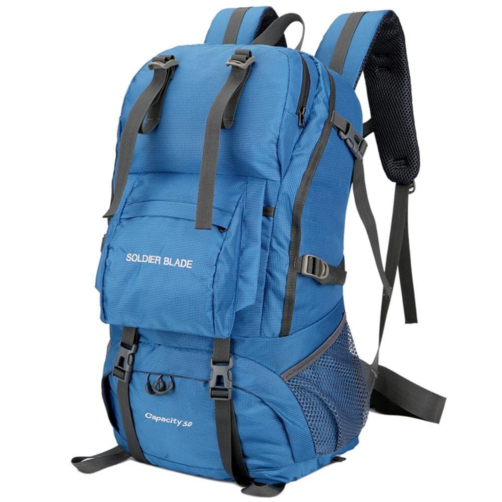 50L Mountaineering Backpack Waterproof Outdoor Running Bag Bicycle Bag Large Capacity Riding Bag blue