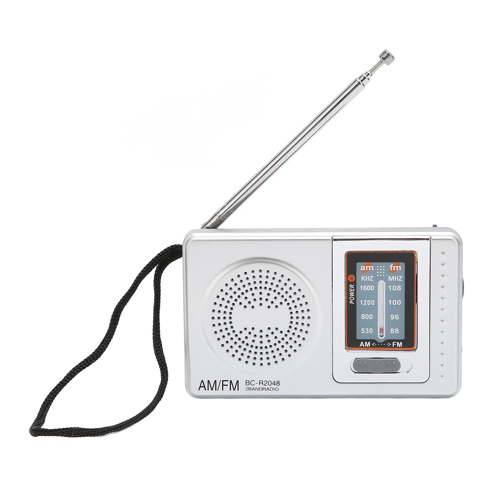 AM FM Radio Silver Gray Pocket Size AM FM Compact Simple Design AA Battery Powered Pocket Radio for