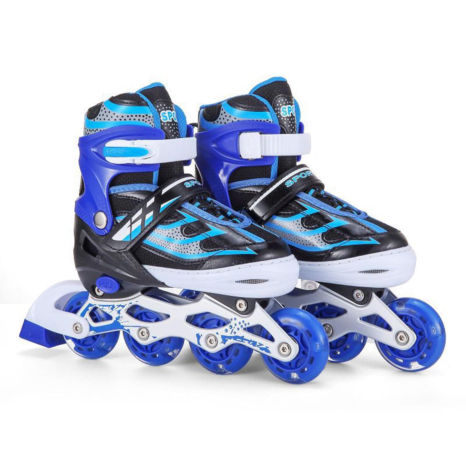 Adjustable Kids Inline Skates Light Up for Boys and Girls Beginner Friendly Eco-friendly Breathable L blue
