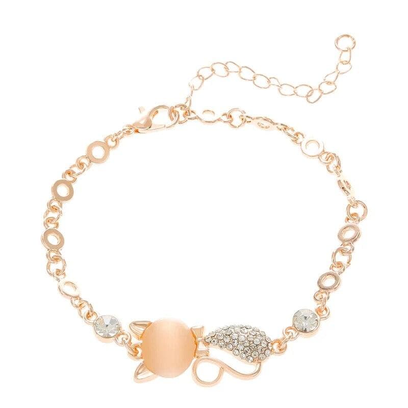 Fashion Delicate Opal Cat Adjustable Metal Chain Braclet for Women Girls Silver Color Shining Rhinestone Handmde Braclet Gifts