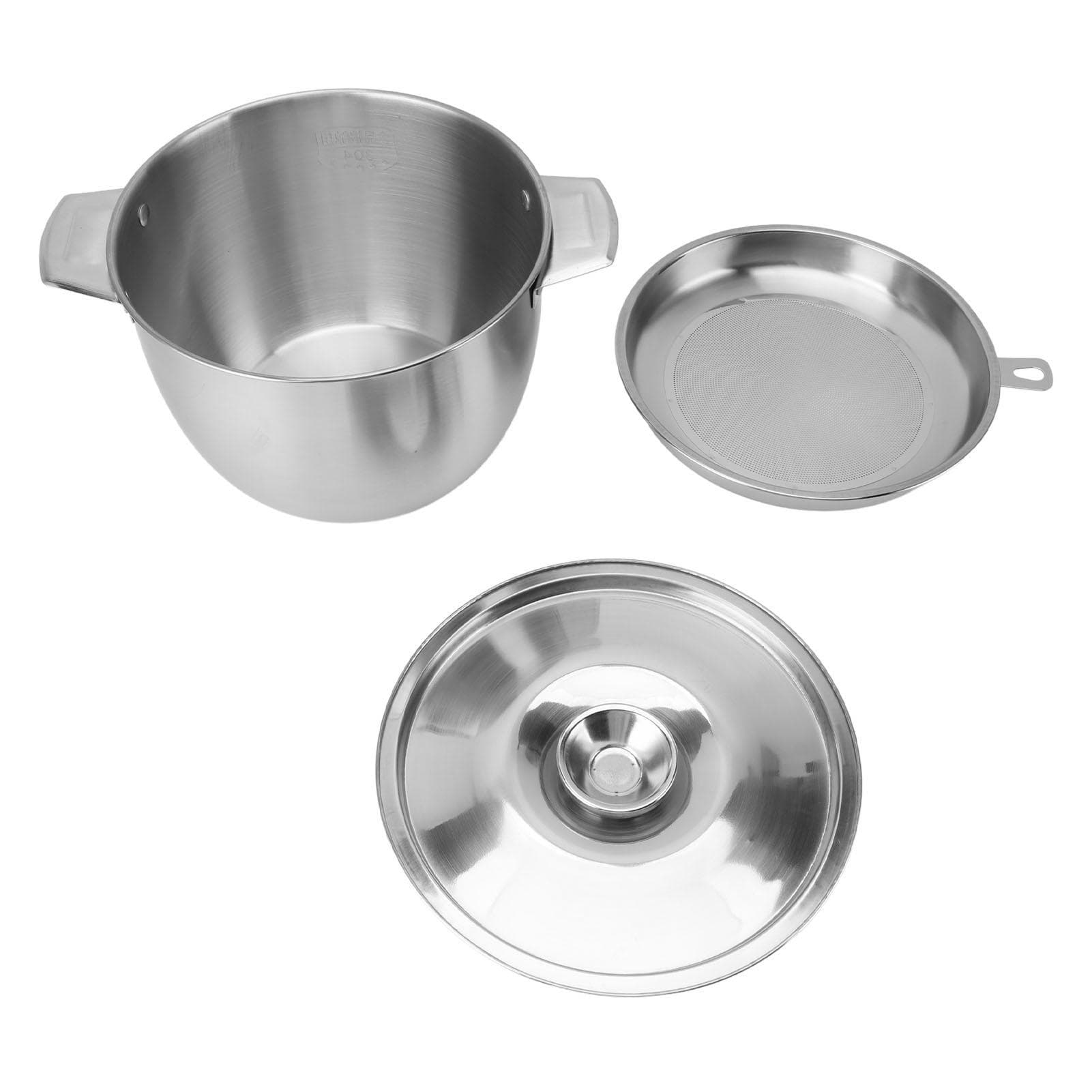 Cooking Oil Storage Tank 2.8L Stainless Steel with Filter Net Oil Strainer Pot for Kitchen