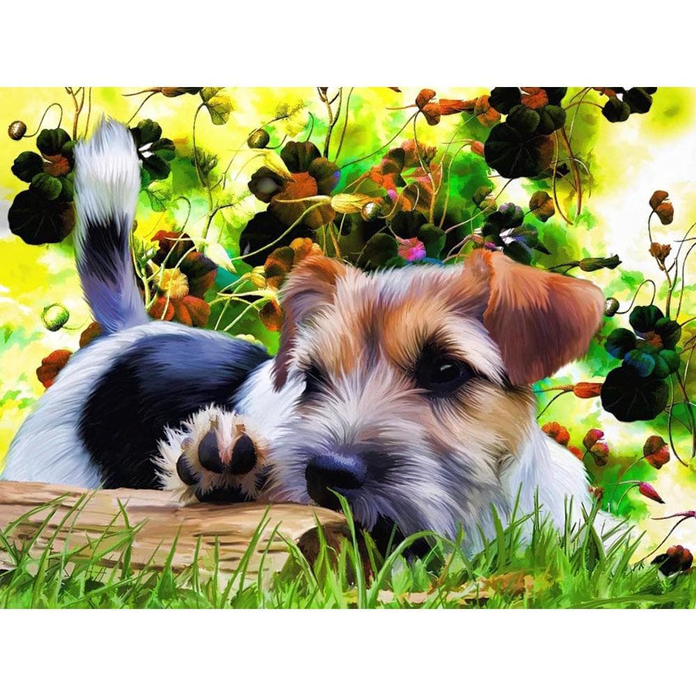 Diamond Painting Dog Rhinestone Cross Stitch Full Round Diamond Embroidery Animal Paint with Diamond 20X30CM