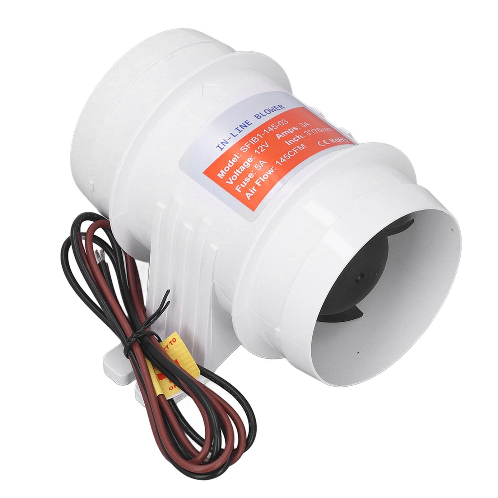 In Line Air Blower 3in 145CFM 12V High Efficiency Marine Bilge Blower for Boat RV Yacht
