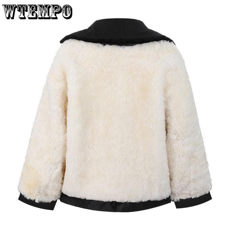 Middle-aged and Elderly Fur One Sheepskin Jacket Wool Cotton Jacket Men Thickened Cotton Clothing Cotton Coat XXXXL