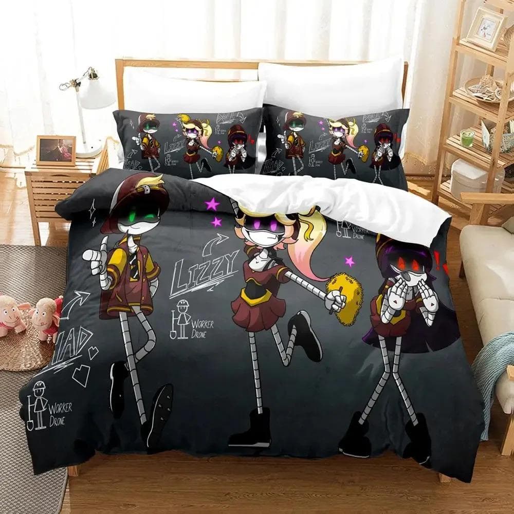 3D Print Anime Murder Drones Bedding Set Boys Girls Twin Queen Size Duvet Cover Pillowcase Bed Boys Adult Fashion Home Textile AU Single 140x210cm