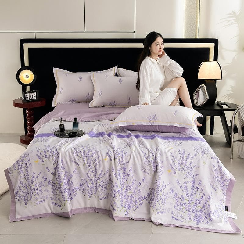 Summer Thin Quilt 4pcs Home Textiles Light Luxury Summer Cool Blanket Queen Size Air Conditioning Quilt Bed Sheet Pillowcase Set 150x200cm 1pc