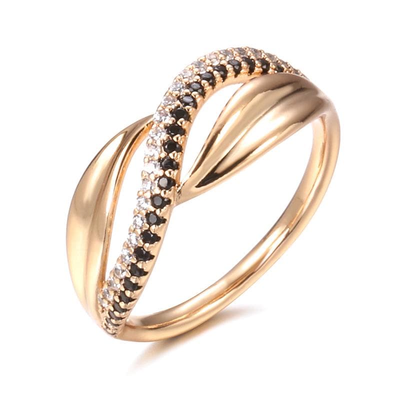 Kinel Black Natural Zircon Rings For Women Rose Gold Color Modern Fashion Ring 9 gold