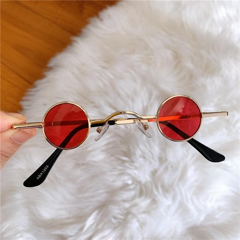 Non-polarized Round Full Frame Sunglasses Black Ultra Metal Frame Hip Hop Sun Glasses Mini Candy Color Glasses for Men and Women