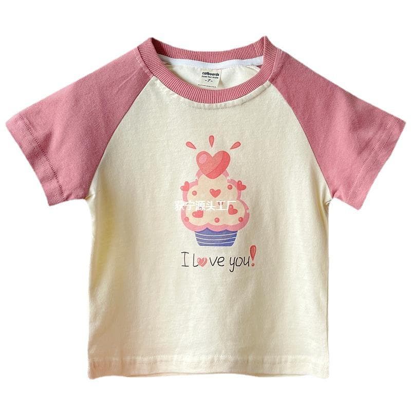 Girls' Short-sleeved T-shirts, Children's Clothing, Autumn Clothing, Children's Cartoon Tops, T-shirts for Girls, Summer Clothing 140cm