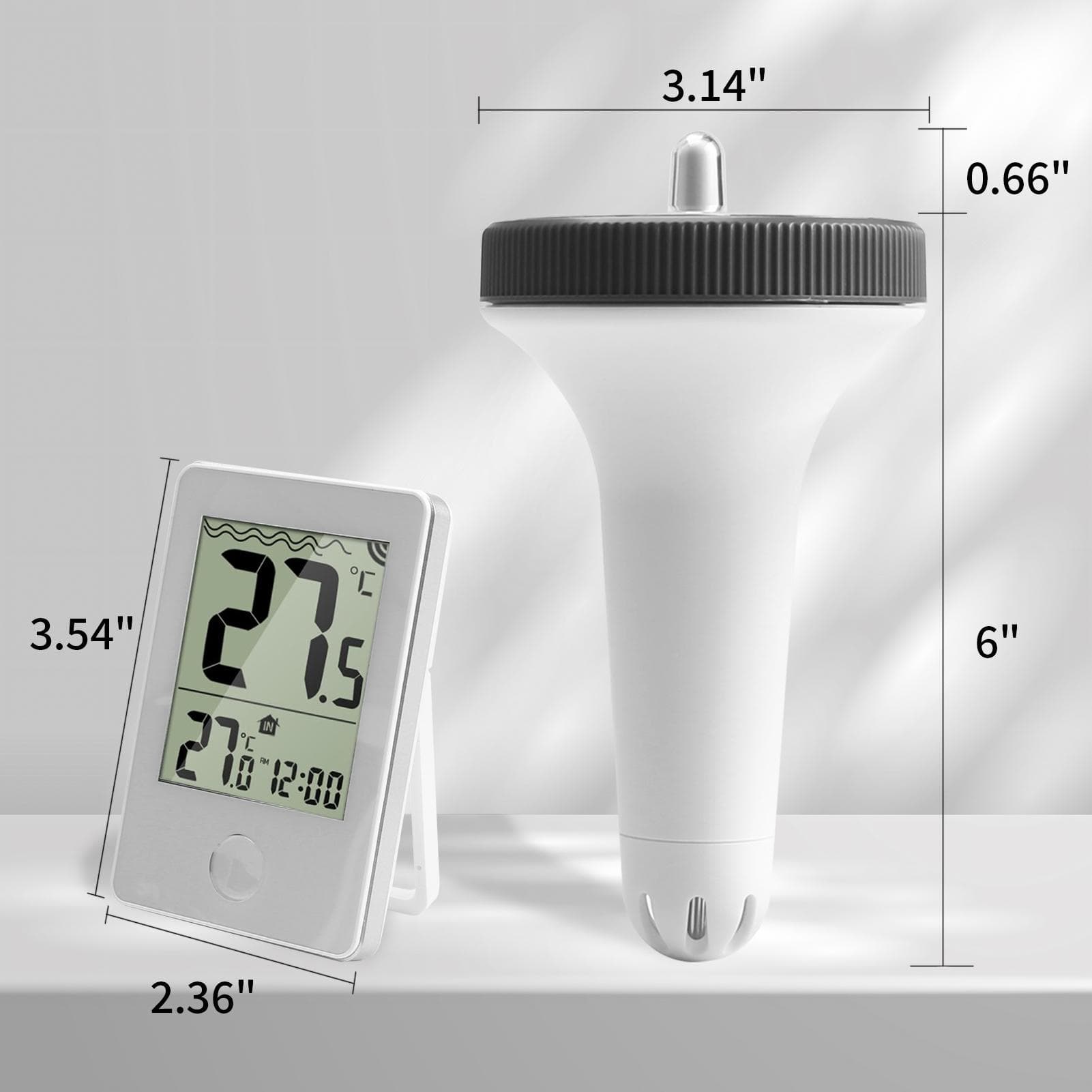 Digital Swimming Pool Thermometer Wireless Floating IP67 Waterproof with Temperature Monitor for Bathroom Aquarium Pond Bathtub white