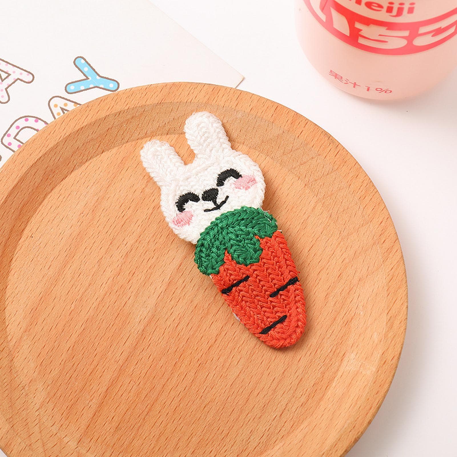 Knitting Hair Clip Cute Barrette Anti Drop Portable Bright Color for Christmas New Year GiftsRabbit