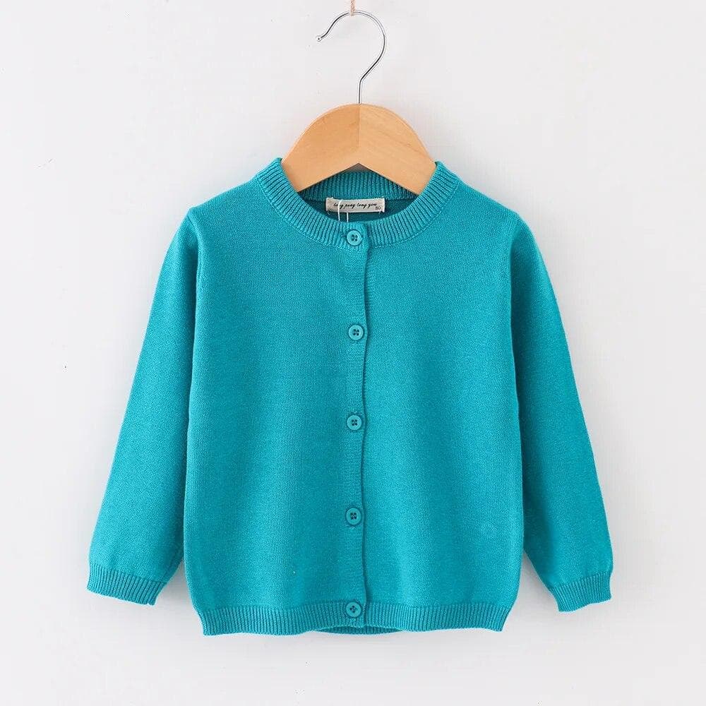 Kids Knitted Sweater Spring Autumn Thin Long Sleeve Baby Cardigan Boys Girls Casual All-match 2-10 Years Infants Child Outerwear 90cm blue/green