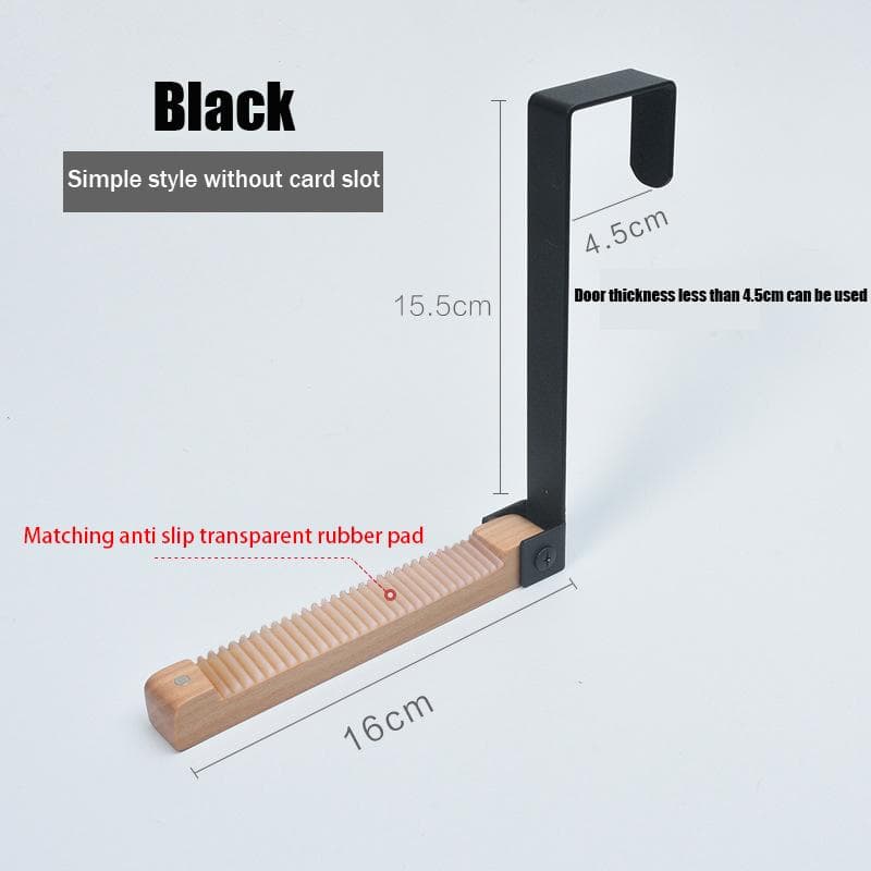 1PCS Portable Travel Door Hooks Wooden Hook Organizer Rack for Coat Hats Robes Foldable Clothes Hanger for Laundry Room Bathroom black