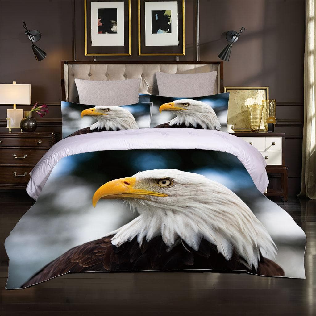 Bedding Set For Kids Teens Boys Girls Animal Eagle 3D Duvet Cover With Pillowcase Microfiber Single Twin Double Queen King Size W220xL240cm