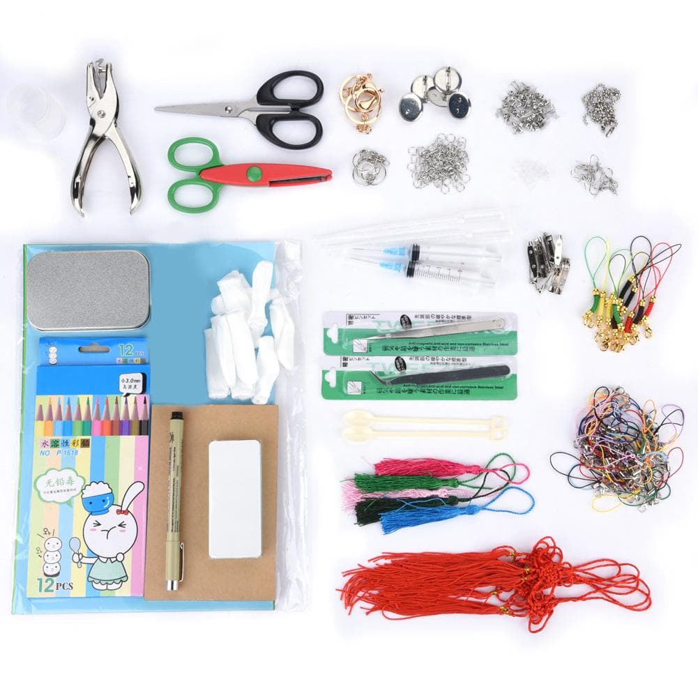 Plastic Heat Shrink Dinks Sheet Rubber Stamp Hot Air Gun Shrinkable DIY Handmade Tool Kit (#02) EU Plug