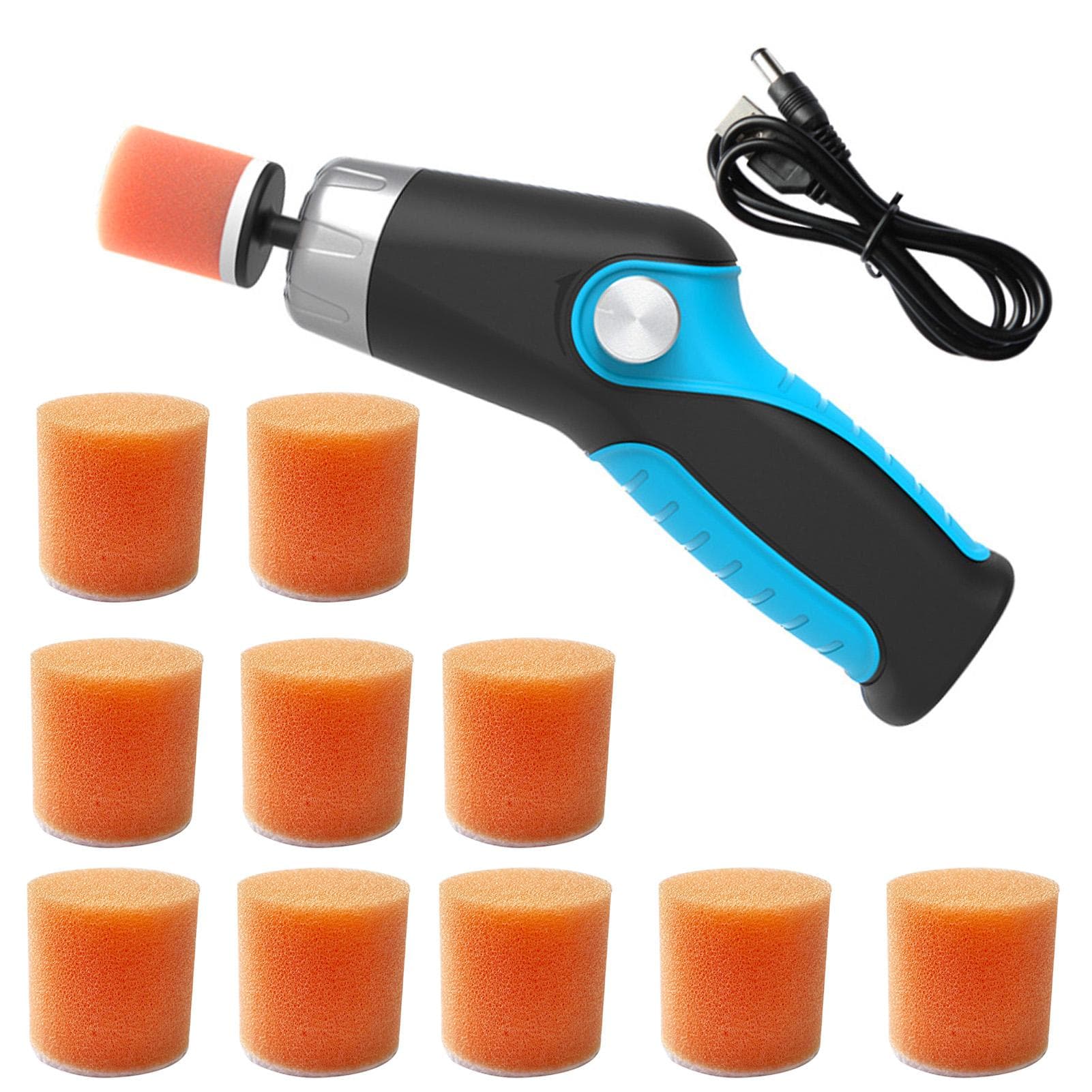 Electric USB Rechargeable Car Polisher Kit Mini Portable Automobile Grinding Scratch Repairing With USB Cable blue