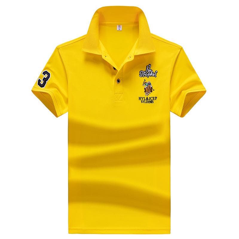 Men 'S Polo Shirt Short -Sleeved T -Shirt Spring And Summer Lapel Half -Sleeved Bottoming Shirt L yellow