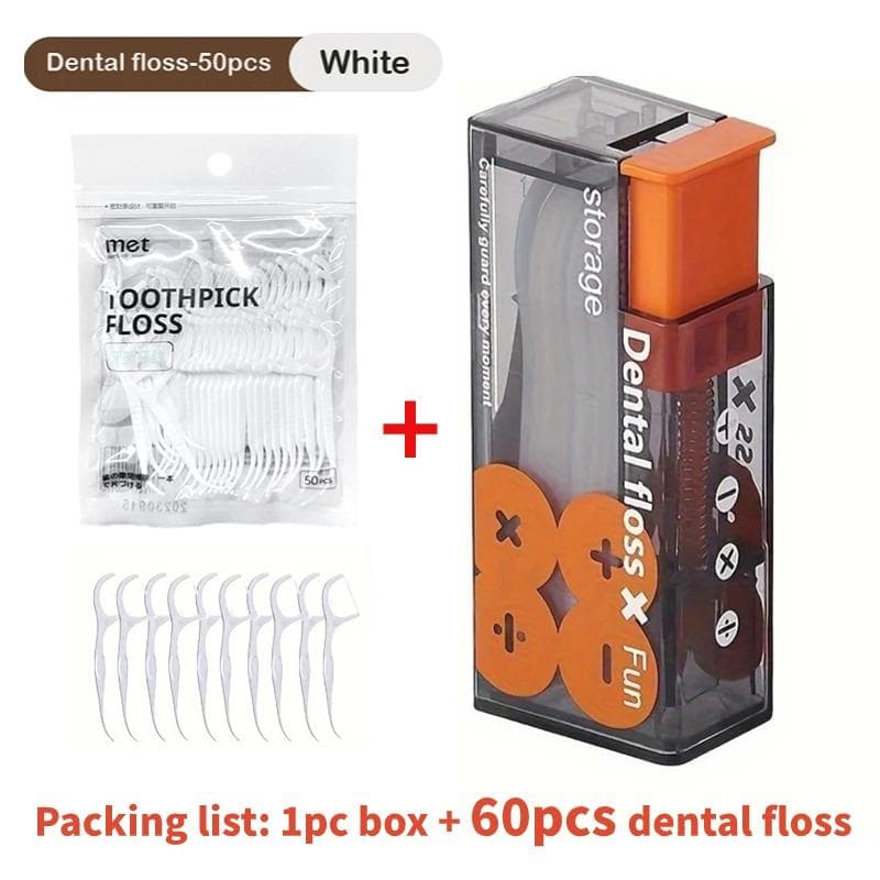 Oral Dental Tooth Pick Interdental Brush with Portable Case Automatic Dental Floss Dispenser Oral Hygiene Care Floss Pick Teeth Pick