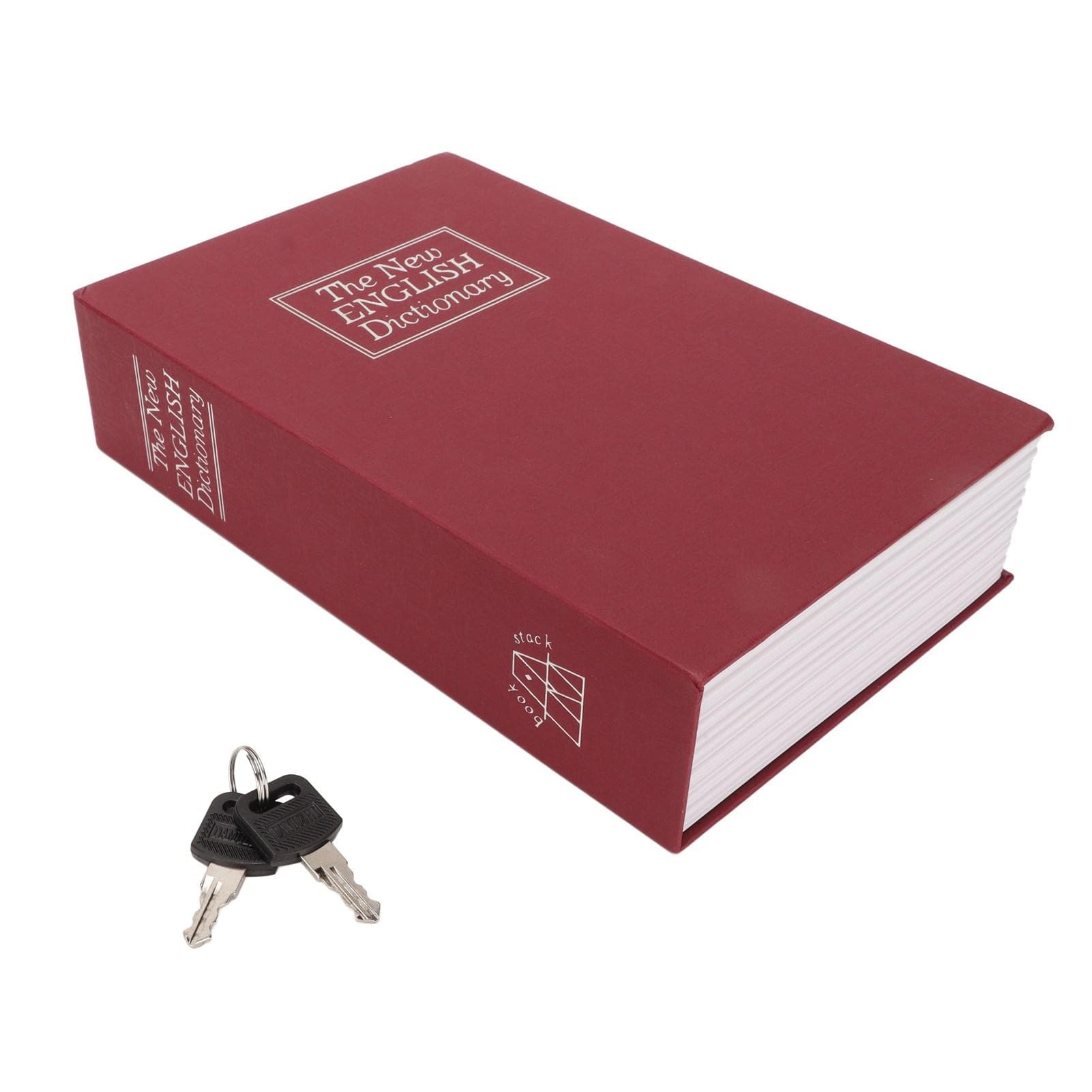 Book Safe Stainless Steel Liner Decorative ABS Material Humanized Design Protective Soft Touch red