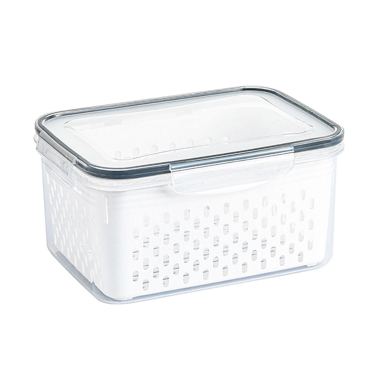 Drain Storage Basket Box Transparent Fruit Vegetable Storage Container for Kitchen Supplies 1750ML