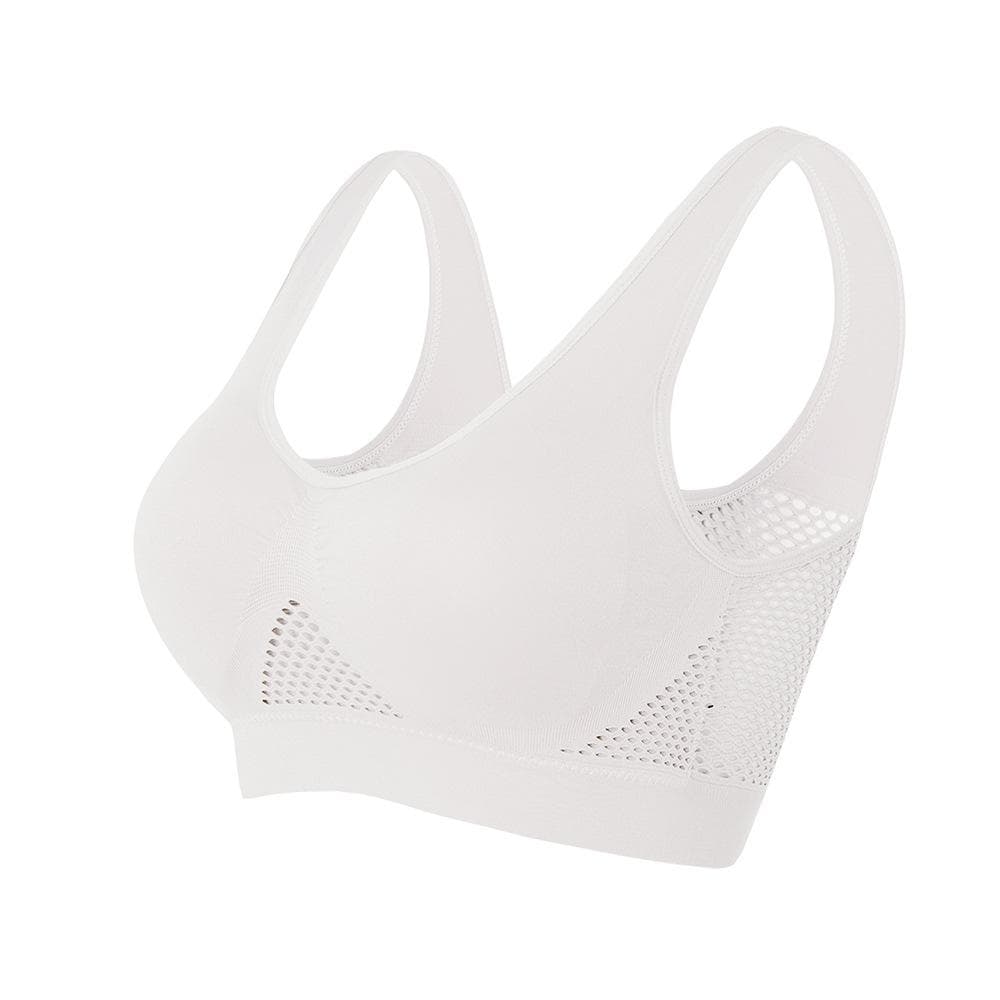 Plus size S-6XL Women Yoga Sport Bra Breathable Fitness Running Active Vest Padded Crop Tops Underwear gym Yoga top bras L white