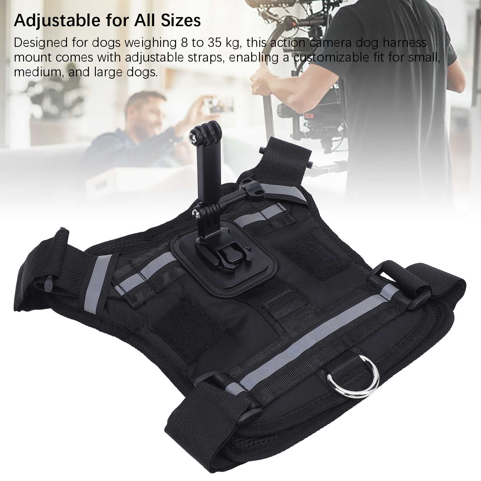 Dog Harness Mount for Action Camera Nylon Chest and Back Fixation Pet Harness Camera Mount Vest for