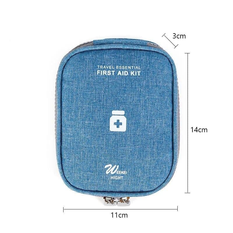 Mini Portable Medicine Storage Bag Camping Outdoor Travel First Aid Kit Medicine Bags Organizer Emergency Survival Bag Pill Case blue