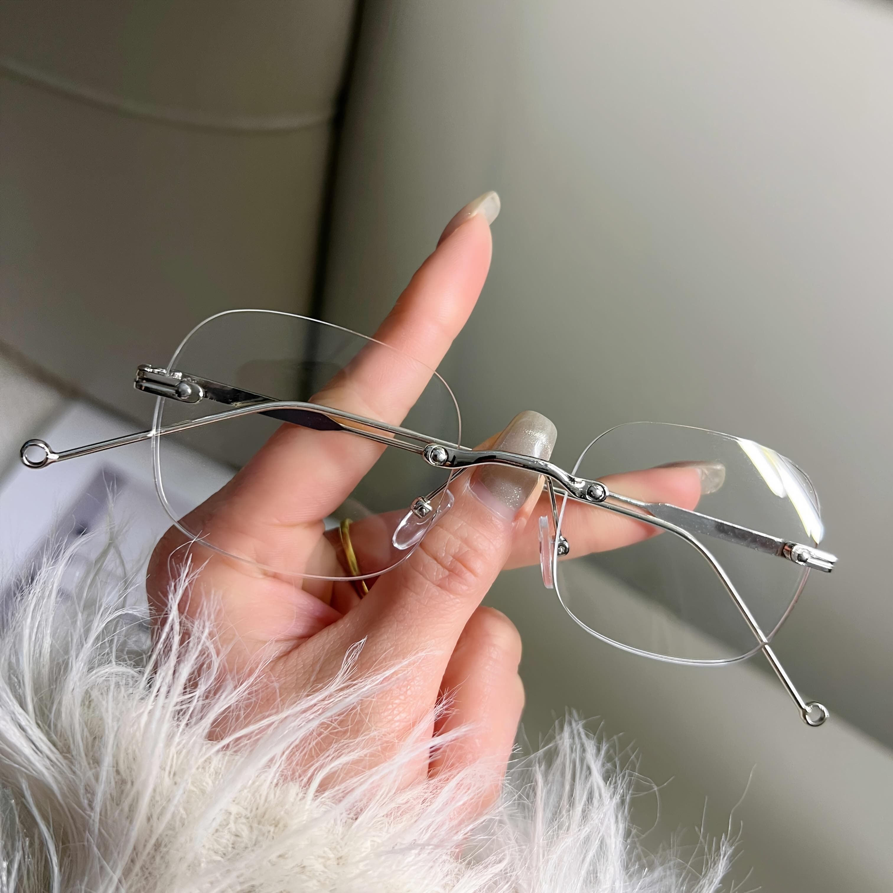 Lightweight Rimless Metal Frame Glasses for Women - Stylish Modern Design Everyday Fashion Eyewear