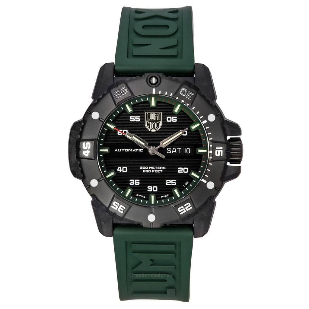 Luminox Master Carbon SEAL Green Rubber Strap Black Dial Swiss Automatic Diver's XS.3877 200M Men's Watch black
