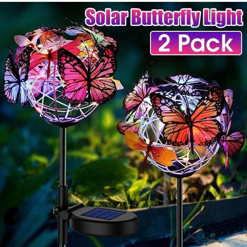 Waterproof LED Butterfly Stake Lights Solar Powered Lawn Garden Outdoor Lamps