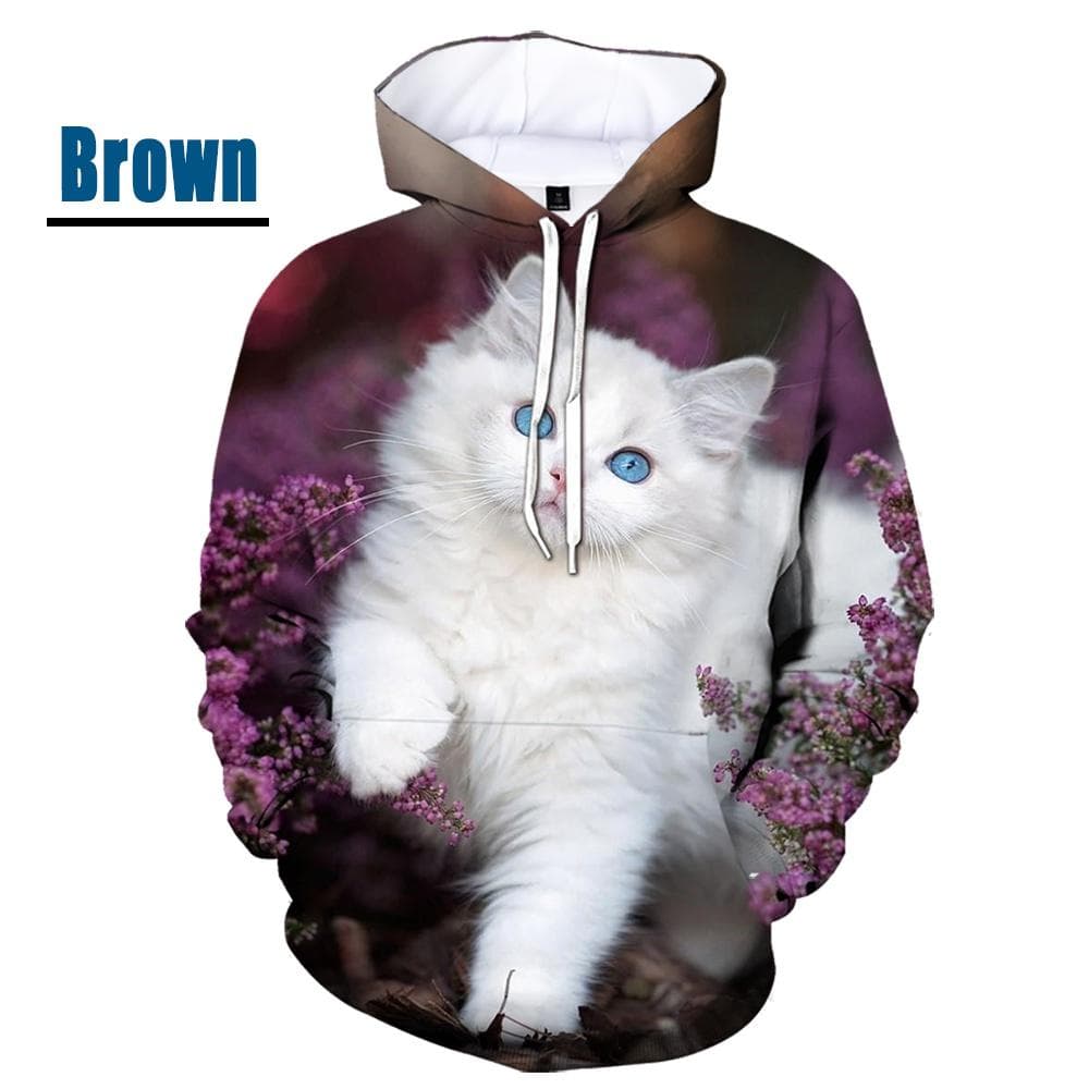 New Fashion Cat Hoodies 3D Animal Cat Printed Hoodie Casual Men Women Hooded Pullovers S